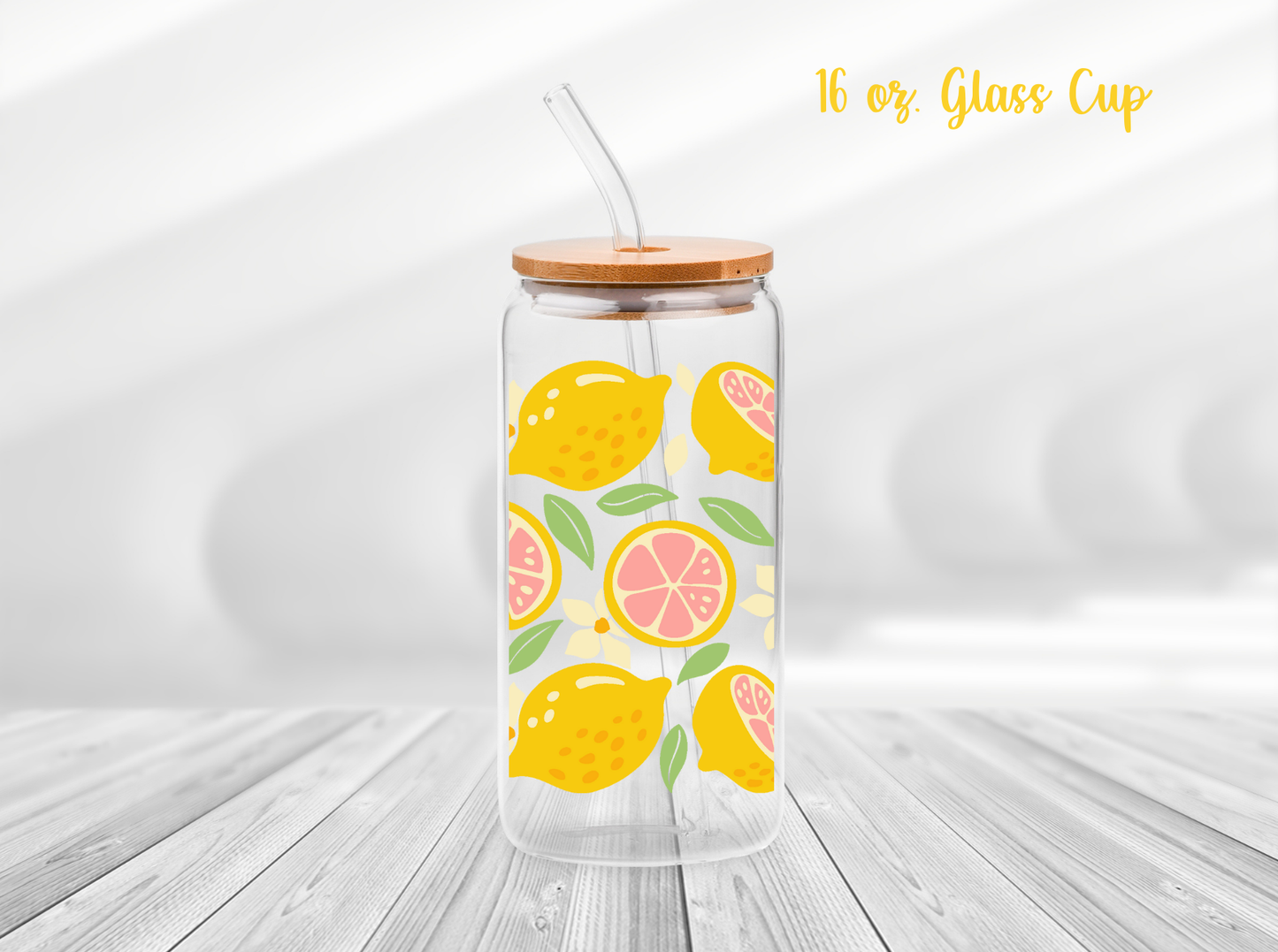 Summer Lemons 16 oz. Glass Cup