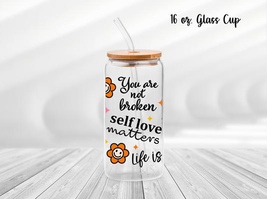 Stay Strong 16 oz. Glass Cup