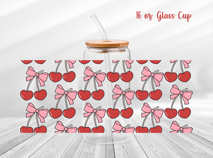 Cherry Bows 16 oz. Glass Cup