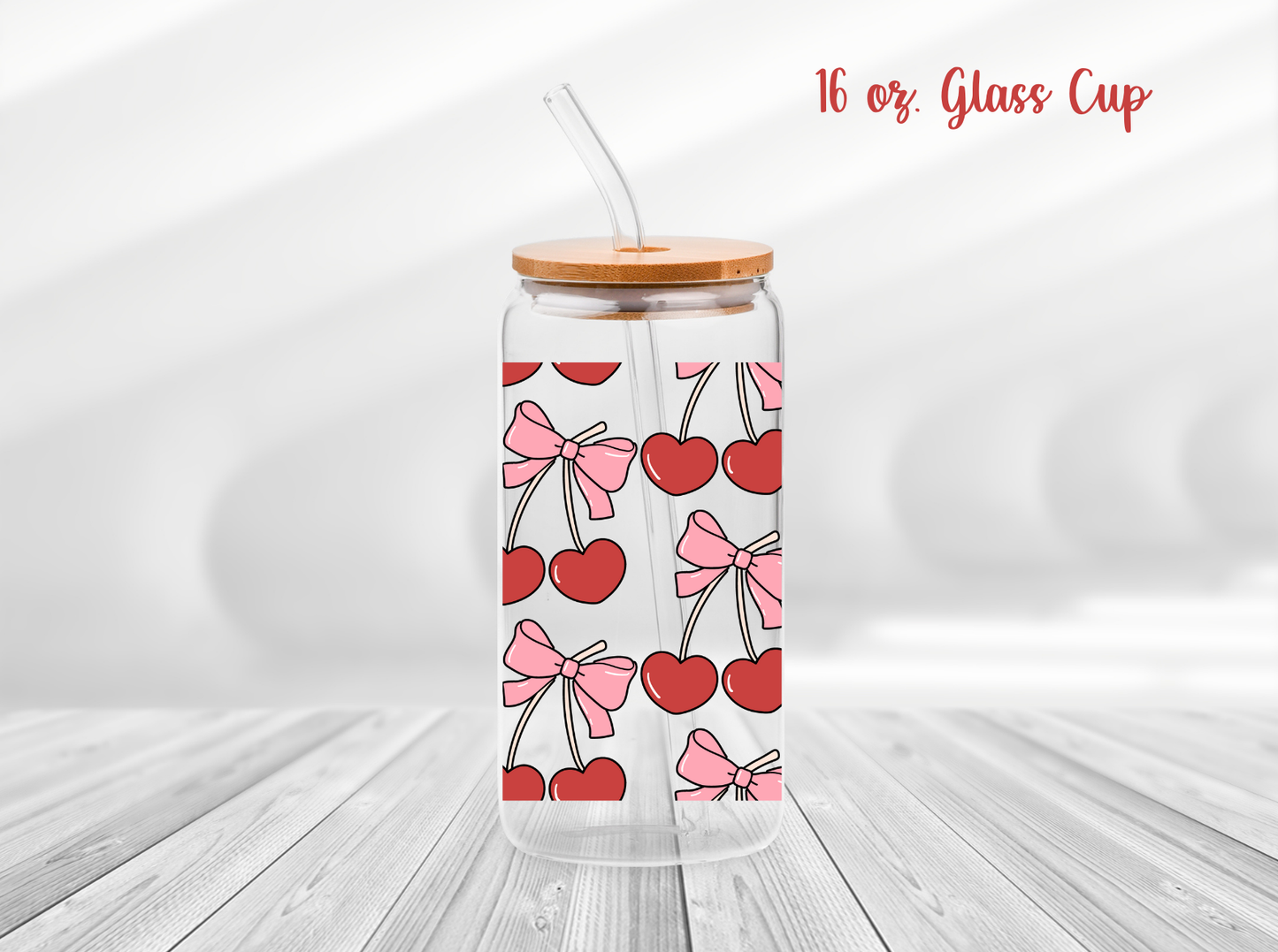 Cherry Bows 16 oz. Glass Cup