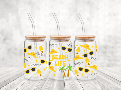 Beach Life Summer 16 oz. Glass Cup