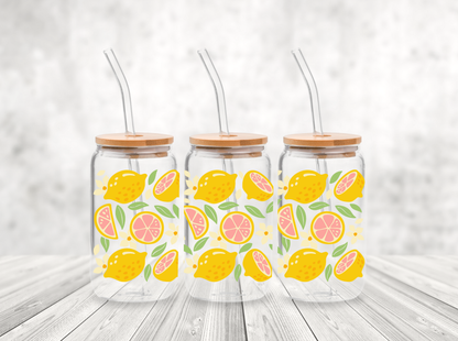 Summer Lemons 16 oz. Glass Cup