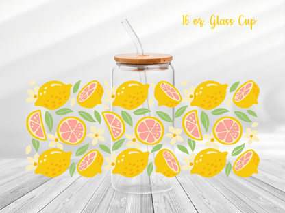 Summer Lemons 16 oz. Glass Cup